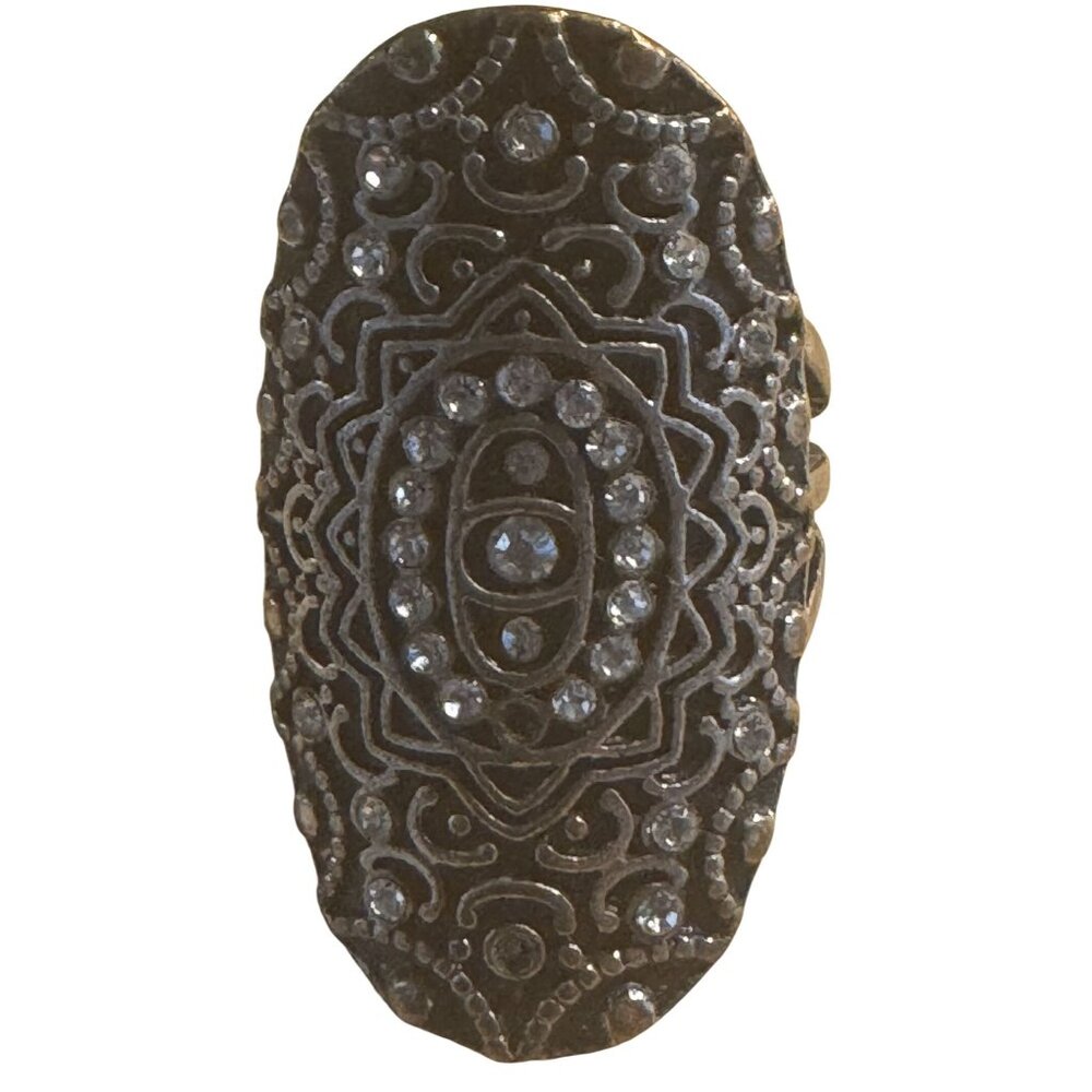 Tektite Antique Copper Statement Ring With Diamond Accents & Missing Stones Size